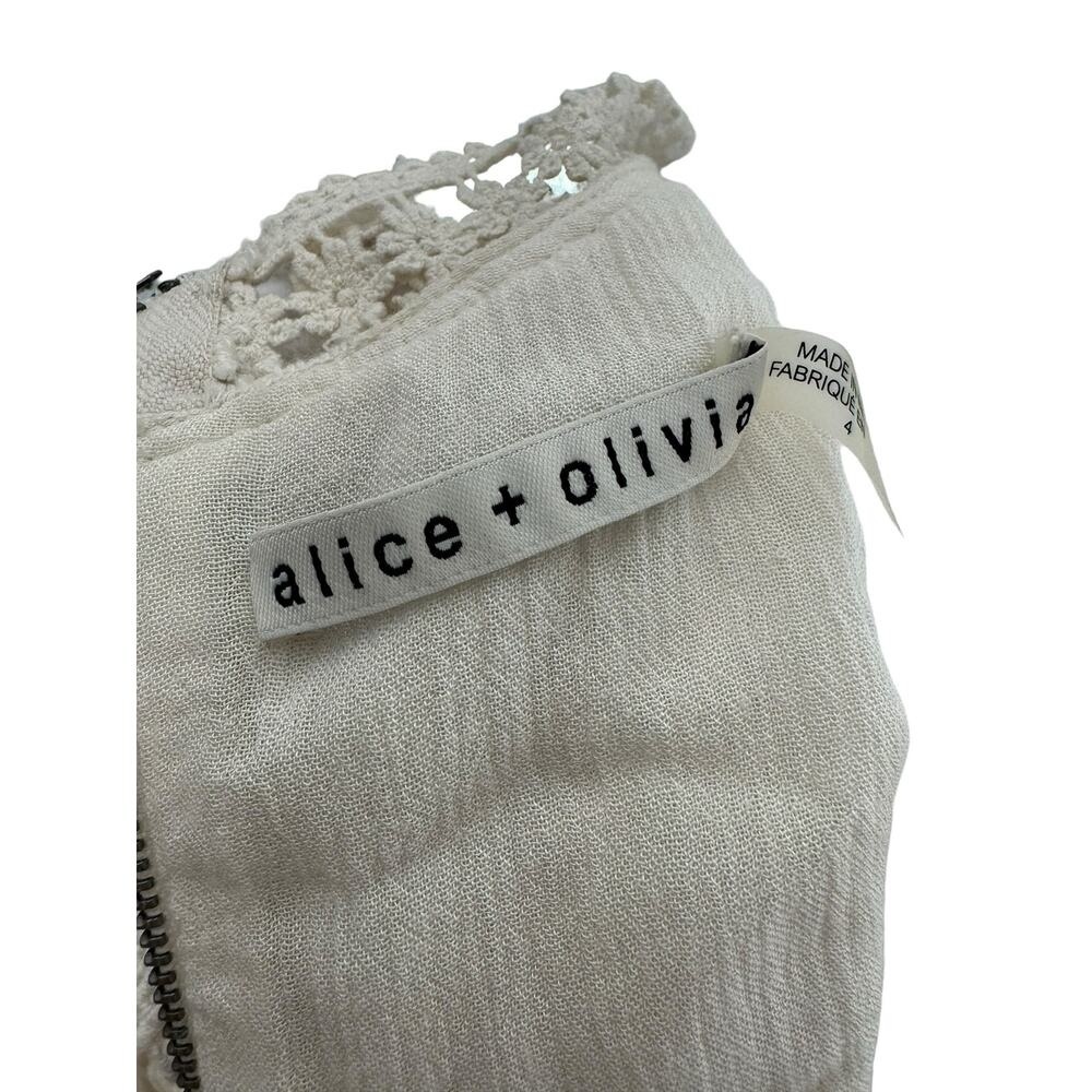 Alice+Olivia Lace Short Dress Bridal Ivory Bohemian Engagement Bachelorette Sz 4 - Picture 13 of 16